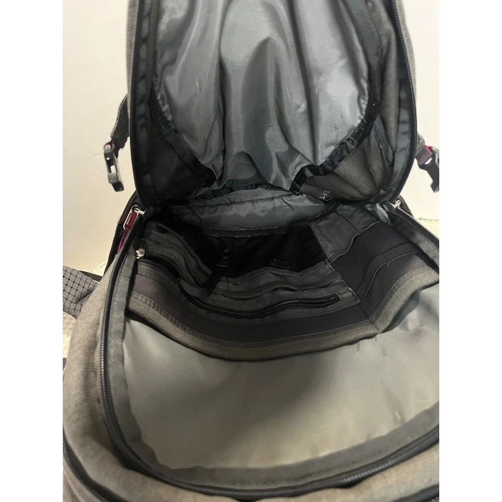 The North Face Borealis Backpack Heather Gray Magenta Trim Laptop Hiking Bag